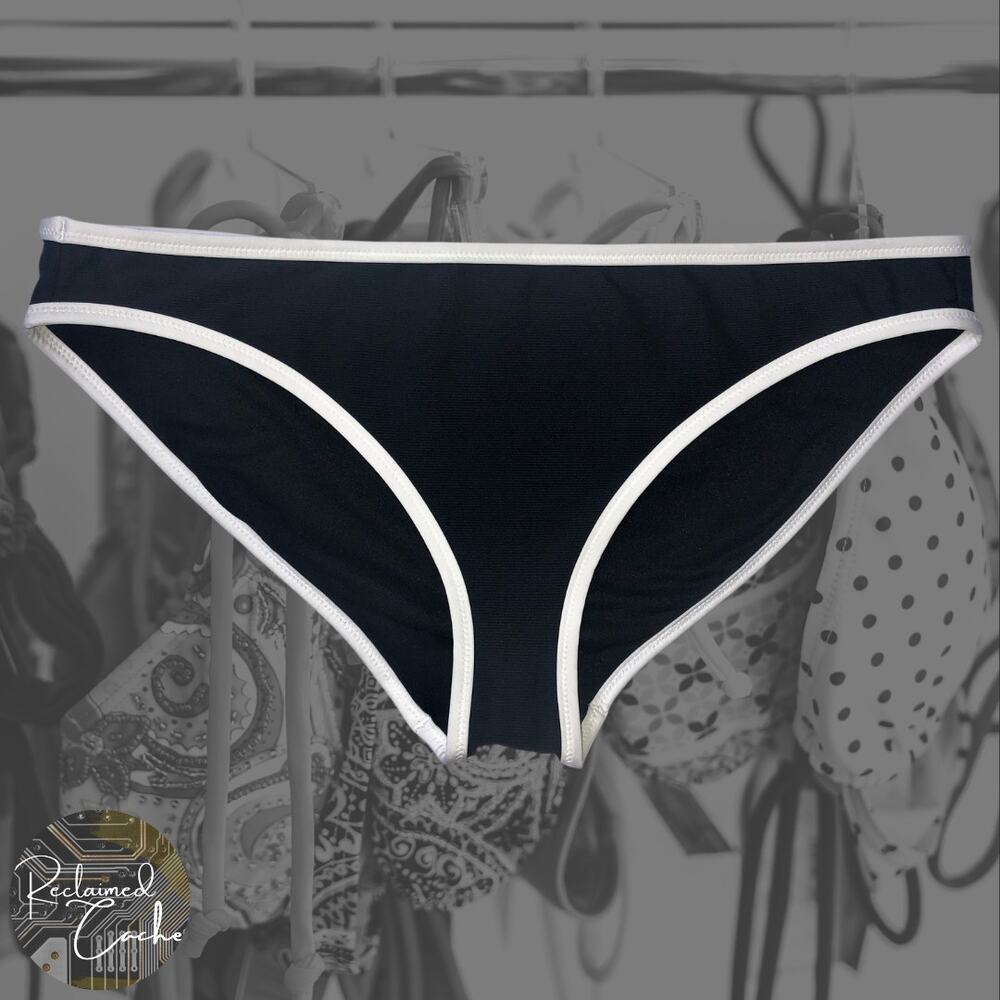 Athleta Black and White Clean Medium Bound Bikini Bottom - Size Large